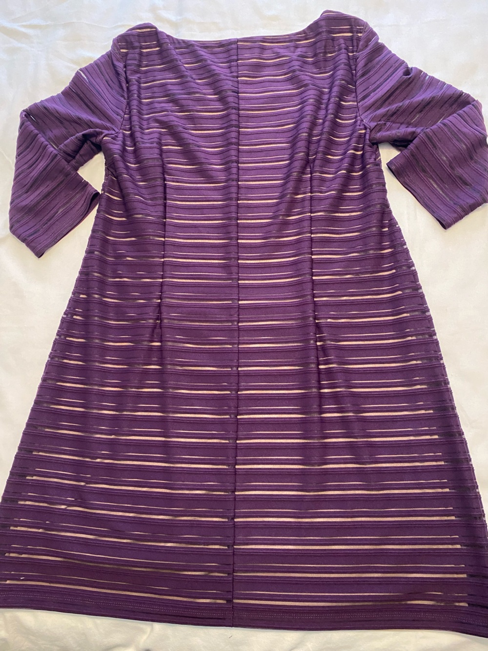 NEW Jessica Howard Purple Textured Cream Lined Dress with 3/4 Sleeves Size 14 - Picture 11 of 11